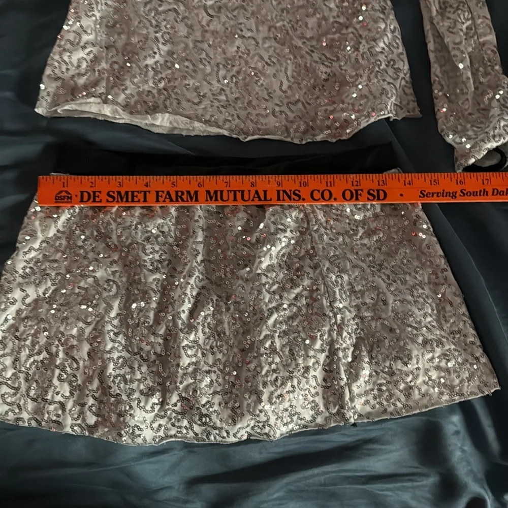Balara white Sequin Dance Costume 3 piece Set